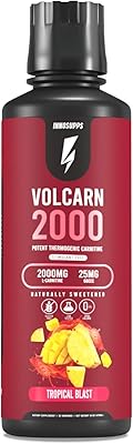 Inosabs volkarn 2000 - l-carnitine liquide, booster d'énergie, sans caféine, sans édulcorants artificiels