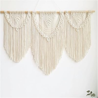 43" x 32" grande tenture murale en macramé au design bohème