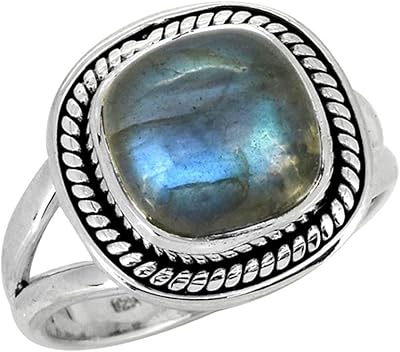 Bague à tige fendue en argent sterling 925 massif labradorite