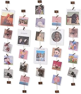 Présentoir décoratif à suspendre ficelle de suspension murale avec 30 clips