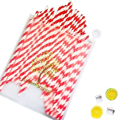 100 pailles en papier rouge, pailles à boire en papier recyclables sans plastique