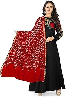 Écharpe dupatta bandhani en soie pour femme avec panna pour le travail 40"