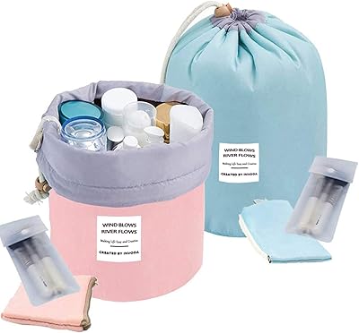 Sac à cosmétiques en forme de cylindre 3 pièces, sacs de maquillage