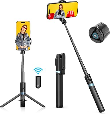 Perche à selfie iocean 130 cm avec trépied intégré pour téléphone portable