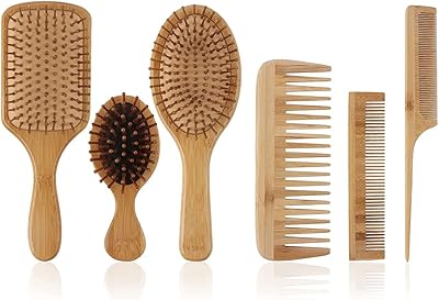 Ensemble de brosses à cheveux en bambou, ensemble de brosses à cheveux démêlantes