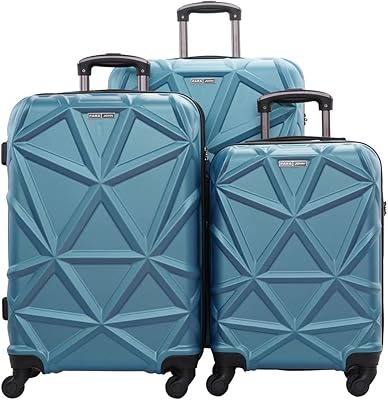 Ensemble de bagages à roulettes rigides en abs para john, 3 pièces, bleu