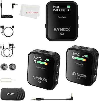Sinco lavalier microphone g2-a2 2.4g microphone lavalier microphone pour smartphone, table, appareil photo
