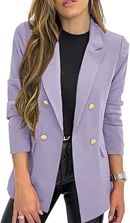 Veste blazer décontractée pour femme à manches longues, revers et boutons, couleur unie