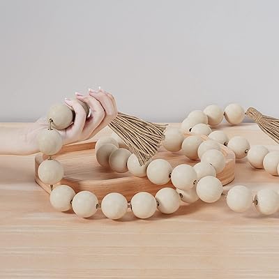 Grande couronne de perles en bois de 1,6 pouce de diamètre, couronne