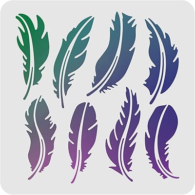 Modèle de pochoir de conception de plume springear de doigt 30x30cm décoration murale