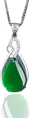 Pendentif en pierre de jade, chaîne en aluminium plaqué argent sterling s925, 10