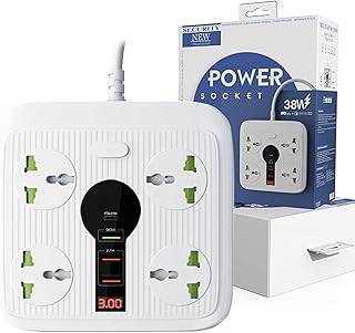 Multiprise de protection contre les surtensions tecom avec usb - rallonge à prise