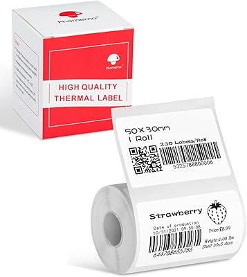 Papier d'étiquettes thermique fumimo, étiquette autocollante polyvalente pour étiqueteuse m120/m110/m110s/m200/m220, 1,96