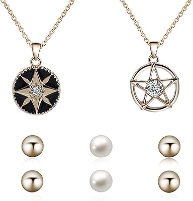 Ensemble de bijoux roses, collier étoile en cristal et chaîne de boucles d'oreilles