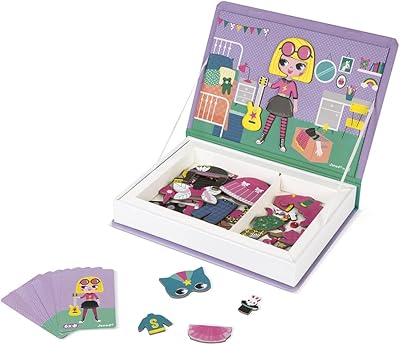 Janod - livre magnétique pour fille - jouet éducatif magnétique, 46 pièces