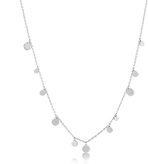 Collier avec disques ronds et boules élégantes et délicates en argent sterling 925