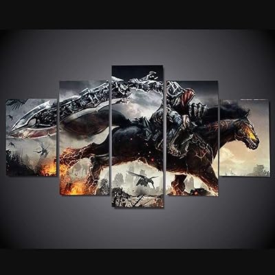 Baojin 5 pièces toile peinture mur art darksiders chevalier jeu affiches