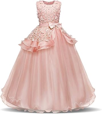Robes de princesse pour filles brodées de fleurs pour les bals de fin