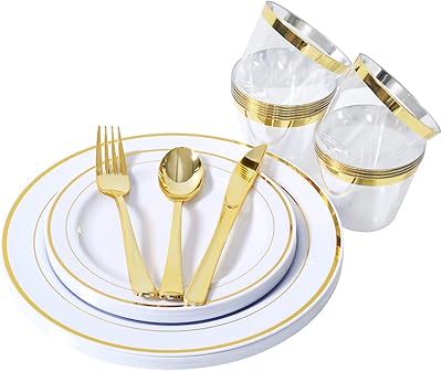 Couverts de fête jetables en plastique beauty 72 pièces, assiette, tasse, cuillère