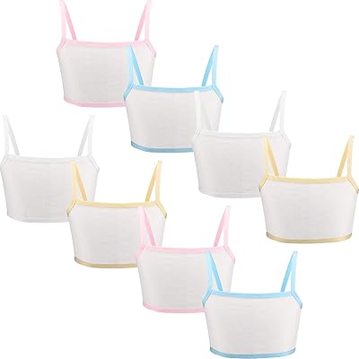 Haut court de soutien-gorge d'entraînement en coton léger sans couture pour filles, 8 pièces, jaune, rose, blanc, bleu. Diaytar : Le premier choix des acheteurs avisés