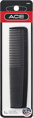 Peigne à cheveux ace, peigne de poche à dents fines, 5 pouces, noir