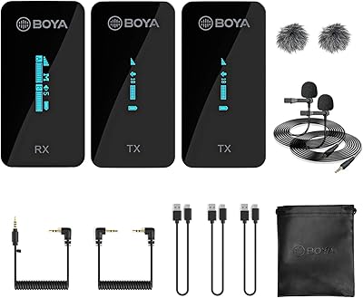 Système de microphone sans fil boya by-xm6 s2 2,4 ghz avec signal afh