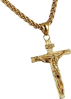 Chaîne à pendentif croix crucifix en acier inoxydable capy match pour hommes