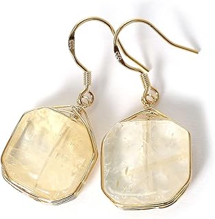 Boucles d'oreilles pendantes en pierres précieuses naturelles scutum craft avec fil plaqué or
