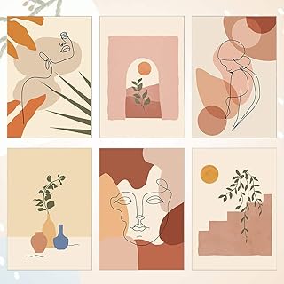 6 pièces d'affiches d'art abstrait impressions mural esthétique minimaliste moderne décoration de chambre
