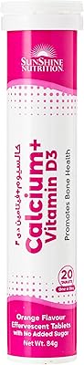 Comprimés effervescents de calcium sunshine nutrition avec vitamine d3, 20 comprimés