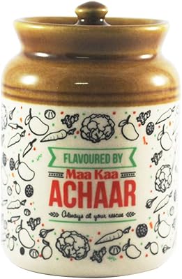 Pot classique en grès avec couvercle ek do dhai (600 ml, multicolore)