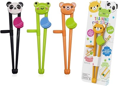 3 paires de baguettes réutilisables pour enfants de siusi avec un motif de dessin animé réutilisable pour les débutants ou les enfants droitiers (ours, grenouille, panda). Diaytar : Vivez l'expérience du shopping malin