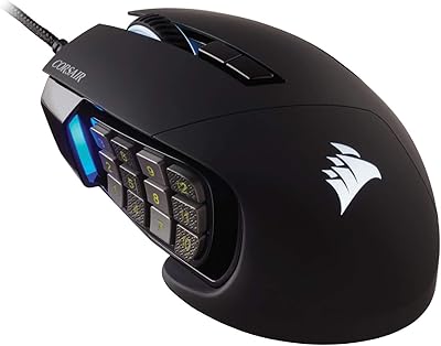 Souris de jeu corsair scimitar moba/mmo elite rgb, noire, rétroéclairage led rvb, 18