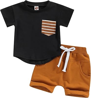 Vêtements d'été à manches courtes pour bébés garçons t-shirts rayés et jolis