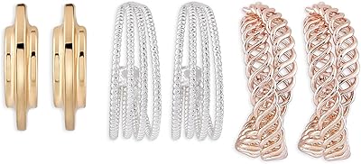 Ensemble de boucles d'oreilles créoles contemporaines zaveri en or rose, argent et or