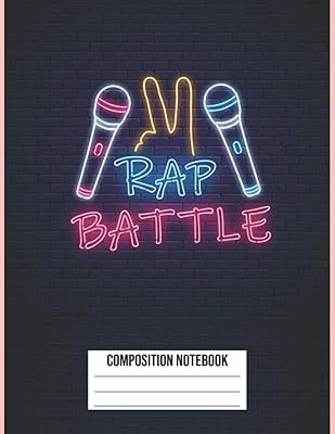 Cahier de composition rap battle mikes papier ligné large 8,5x11 (proche du a4)