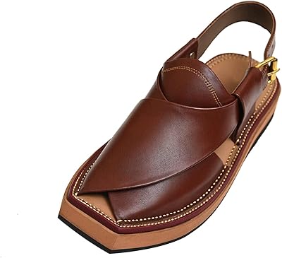 Hommes marron foncé norozi fait main zalmi chappal avec double semelle - tongs