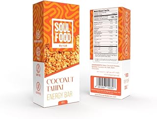 Barre énergétique soul food tahini à la noix de coco pour une puissance longue durée et de délicieuses collations 40 g. Faites-vous plaisir sans culpabiliser avec Diaytar
