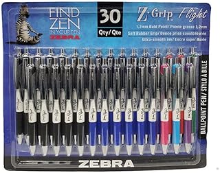 Zebra zgrip flight pen 1,2 mm - paquet de 30 stylos multicolores
