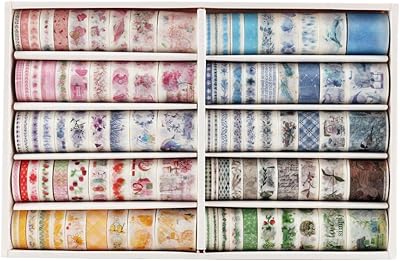 Ensemble de 100 rouleaux de ruban washi avec 6 tailles 5/8/10/15/20/30 mm