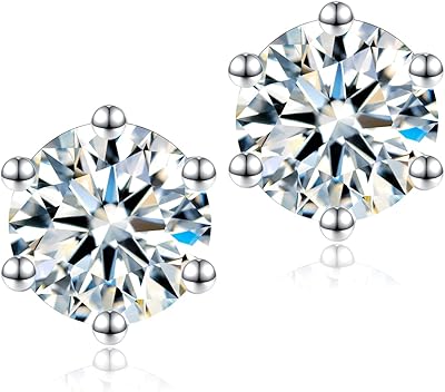 Boucles d'oreilles à tige en moissanite pour femmes et hommes, 1-6 carats, 6