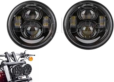 Phares noirs funlove 465" avec feux de jour pour harley-davidson dyna