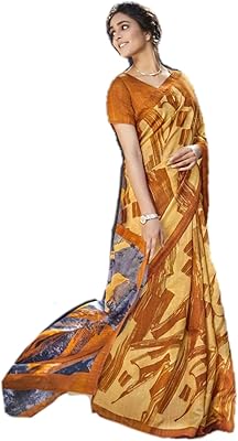 Sari en soie et coton mantra crow, sari en coton et soie imprimé