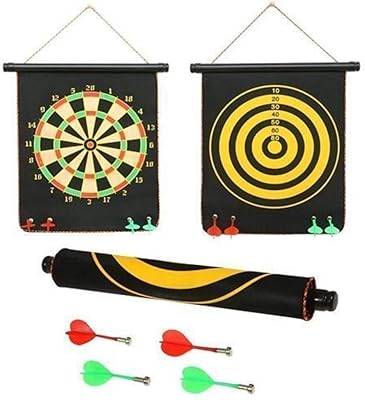 Jeu de fléchettes magnétiques double face pliable et portable avec 4 fléchettes colorées