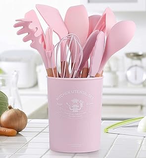 Ensemble d'ustensiles de cuisine antiadhésifs en silicone vova, 11 pièces avec manche