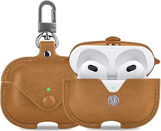 Housse de protection en cuir avec mousqueton pour apple airpods pro