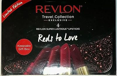 Lot de 4 rouges à lèvres revlon super lustrous avec pochette - reds