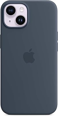 Coque en silicone apple pour iphone 14 avec magsafe - bleu tempête