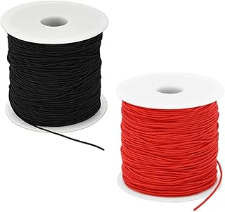 Grabmantra lot de 2 fils élastiques en polyester et nylon (rouge et noir)