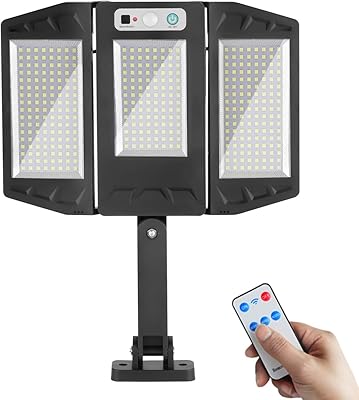 Lampes extérieures à énergie solaire garberiel, 384 led étanches, télécommande de sécurité